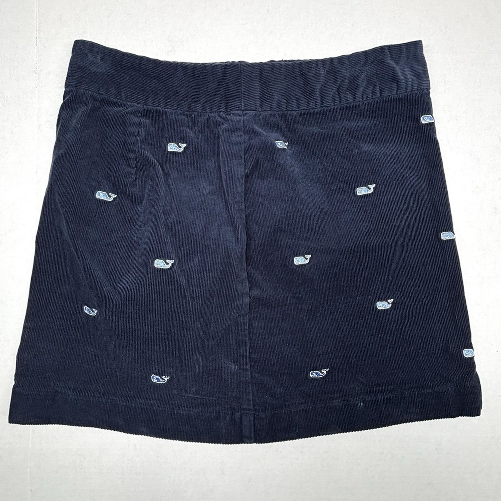 Vineyard Vines Embroidered Corduroy Allover Whale Navy Mini Skirt Womens 2 EUC